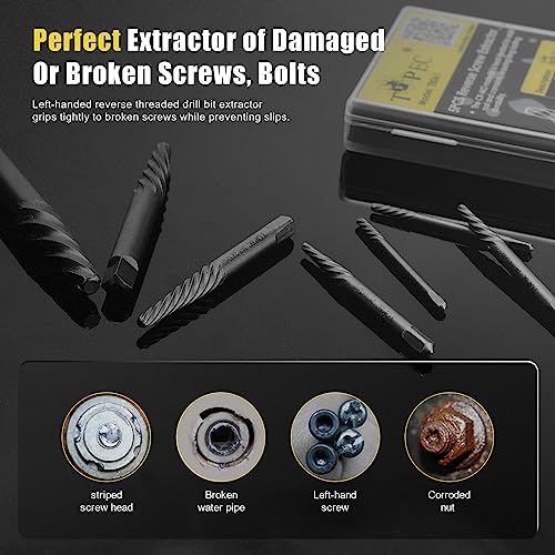 TOPEC 7 Piece Easy Out Bolt Extractor