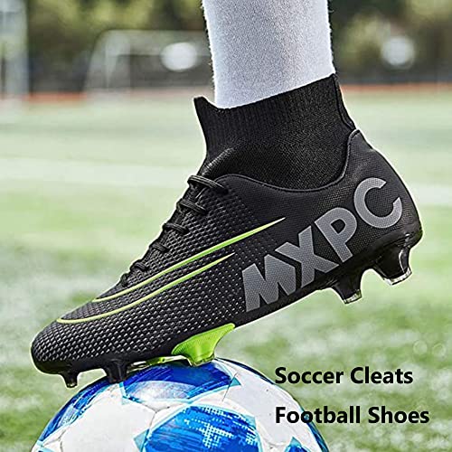 Men's Soccer Cleats Football Shoes With High-Tops Non-Slip Spikes Outdoor Professional Firm Ground Turf Field Hockey Boots Black Eu 42 Us 8.5 #TOP6
