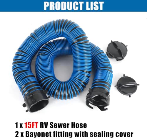 Image of 15FT RV Sewer Hose Extension Camper Sewer Hose Extension with Caps
