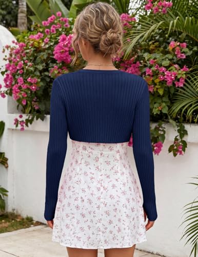 Image of Women's Long Sleeve Shrug Sweaters Knit Bolero Shoulder Open Cropped Cardigan