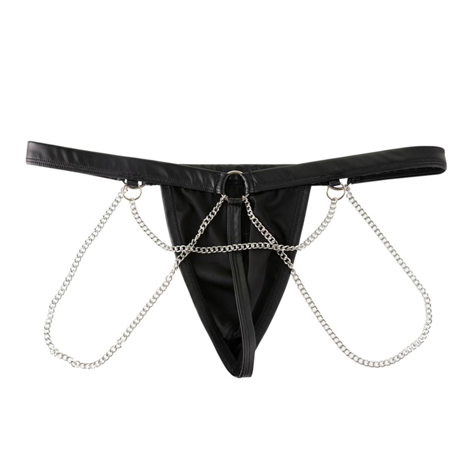 YJZQ Harnais de Corps Homme Ensemble Hairnais de Poitrine et épaules avec String Set sous vêtement Culotte et Chaîne de poitrine en PU Ceinture Punk pour Costume de Club