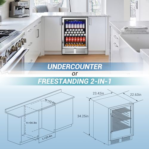 Image of Velivi 24'' Beverage Refrigerator Cooler,168 Cans Beverage and Beer
