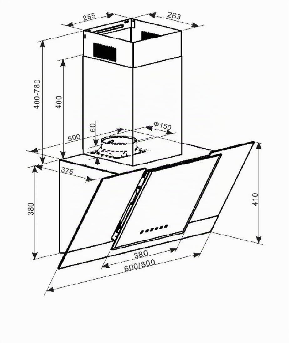 Kaiser AT 6438 ECO kopffrei Dunstabzugshaube 60 cm Exklusive Schwarz Glas Edelstahl Wandhaube 910m³/h | TouchControl Steuerung mit LED Display | Randabsaugung | Timer | Abzugshaube Abluft/Umluft