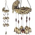 Gardenvy Bird Nest Wind Chime, Bird Bells Chimes with 12 Wind Bells for Glory Mother’s Love Gift, Garden Backyard Church Hanging Decor, Bronze