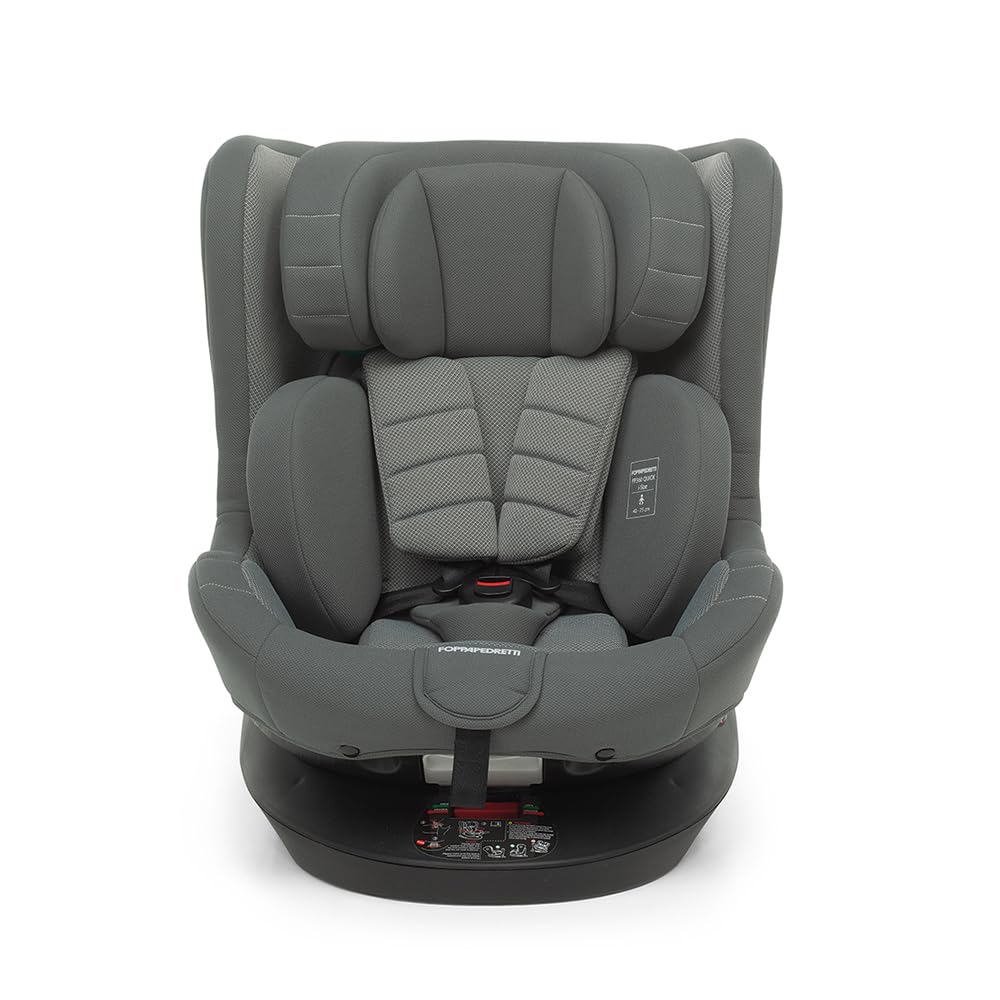 Foppapedretti FP360 Quick i-Size, Seduta Girevole a 360°, per bambini da 40 a 150 cm di altezza, 0-12 anni, conforme ECE R129, Fissaggio Dualfix (Isofix e non), Safe Body Protection, Grey