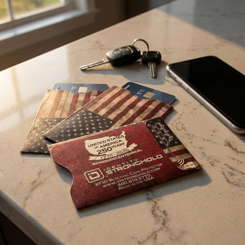 Image of RFID Blocking Credit Card Sleeve Protectors - USA Made Slim Wallet Inserts for Credit Cards, Debit Cards & ID Protection (8, Red)