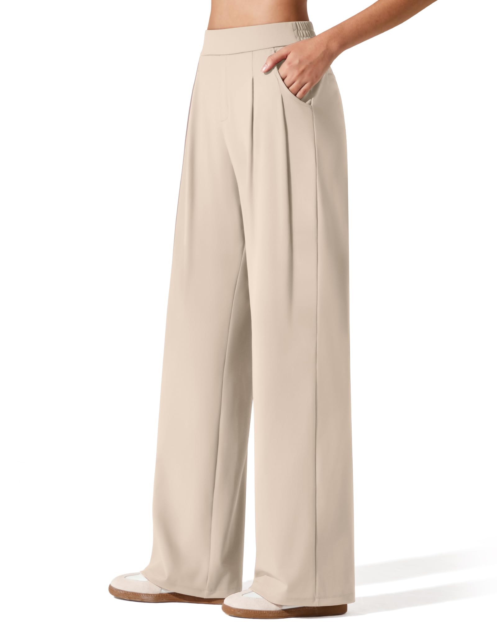 G4Free ShiftReady Womens Wide Leg Dress Yoga Pants with Pockets Dressy Casual Slacks High Waist Work Trousers