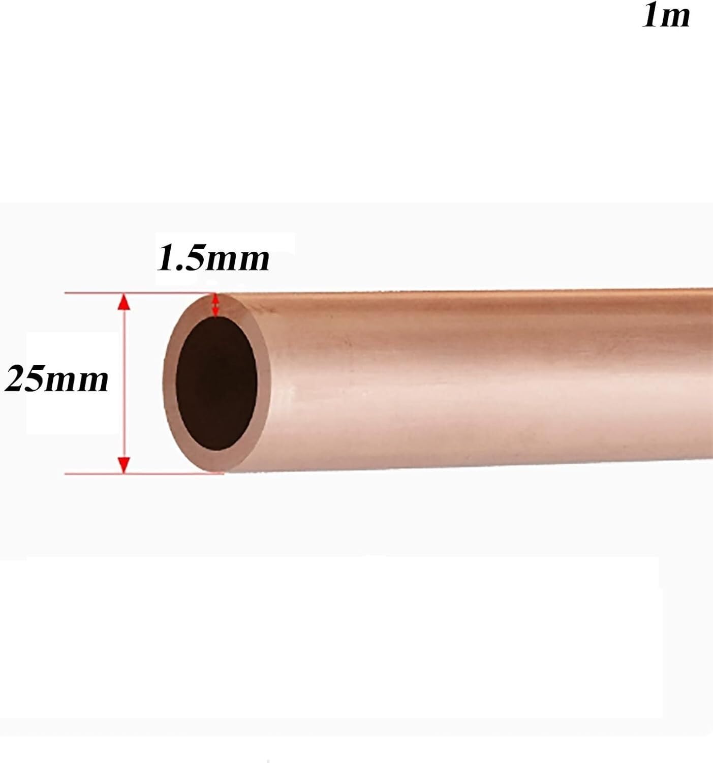 Miedziana rura okrągła, rura T2 bez szwu miękka cewka 1m(25x1.5mm)