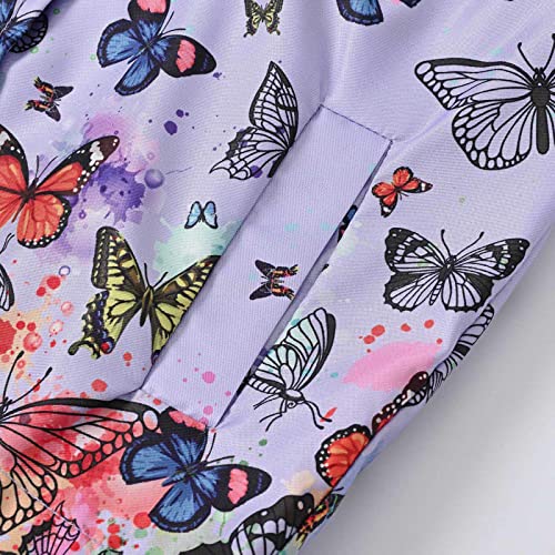 Kids Girls Windbreaker Jacket with Pocket Cute Hoodie Butterfly Long Sleeve Windbreaker Lightweight Outdoor Raincoat4