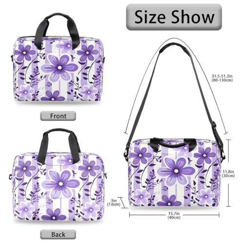 Bolso para laptop con flores moradas 16 pulgadas miniatura 6