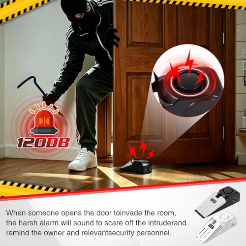 3Pack Portable Door Lock & Door Stop Alarm, Door Stopper with 120db Loud Security Alarm Dual Protection Security Door Kit for Traveling Hotel Door Lock Travel Safety - Image 6