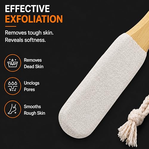 Image of Beaute Secrets Double-Sided Pumice Stone with Handle | Foot Scrubber & Callus Remover for Dead Skin | Pedicure Foot File for Cracked Heels, Corns & Hard Skin - Shower Safe Foot Care Tool