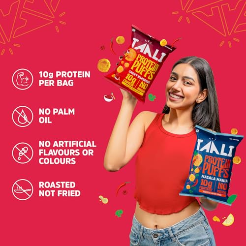 Image of Taali Roasted Protein Puffs Combo | Goodness of Jowar & Corn | Snack | 60g each (Pack of 18) | Masala, Cheese Balls, Smoky Barbeque, Korean, Pudina, Cream & Onion