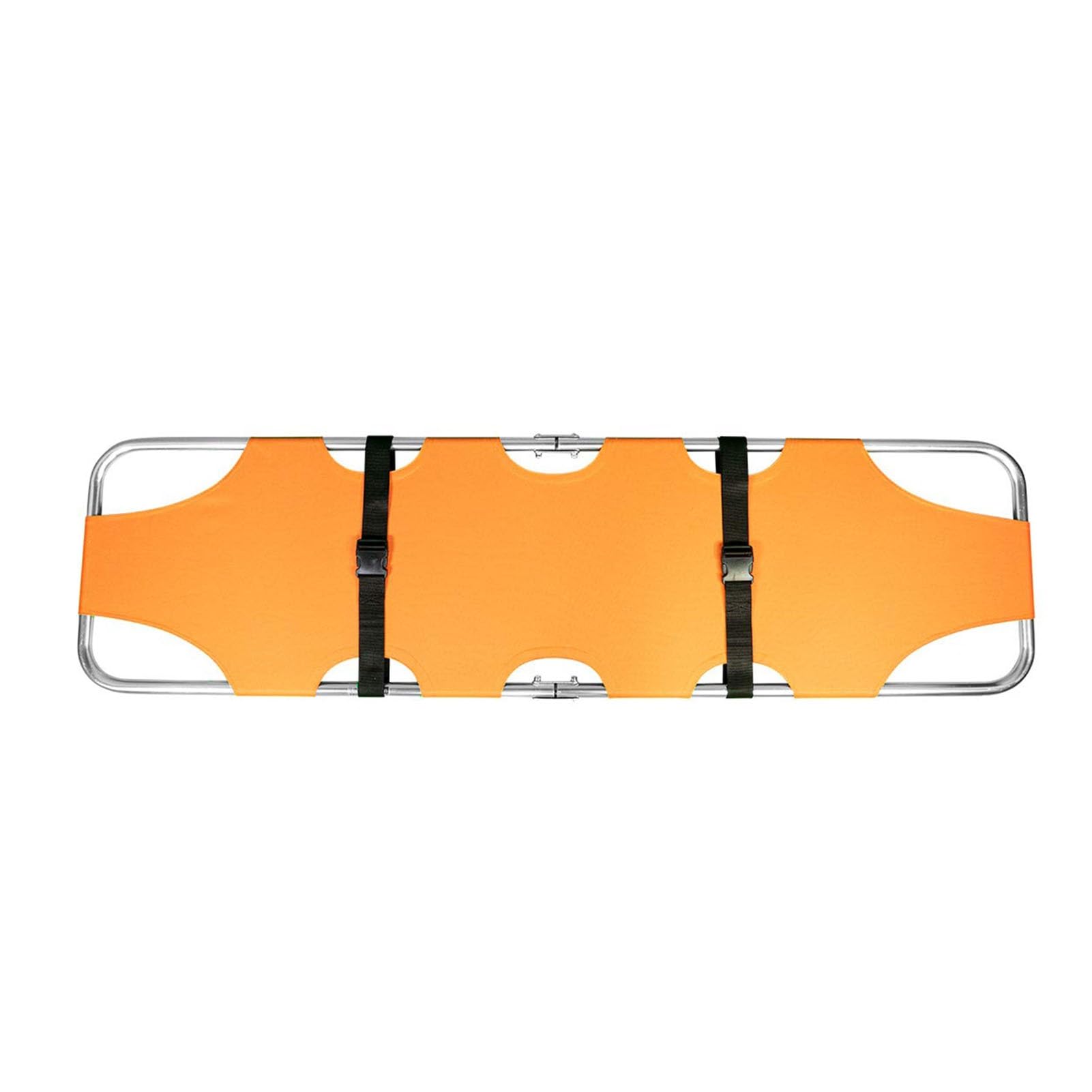 Camilla de emergencia médica Plana y plegable portátil con Dos Barras de Acero, Camilla de ambulancia con Tabla espinal para paramédicos, Camilla de transporte de, Orange