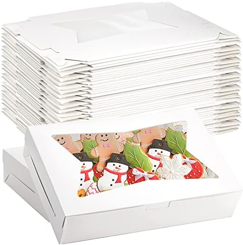 ZEAYEA 36 Pcs White Bakery Boxes with Window, 12" x 8" x 2.5", Easy to Assemble, Clear Window for Cake, Donuts, Cookies, Muffins, Perfect for Gifting, Wedding, Birthday Party