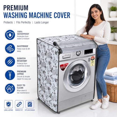 Image of AMAZOR Waterproof & Dustproof Front Load Washing Machine Cover Polyester For IFB 5.5 Kg, 6 Kg