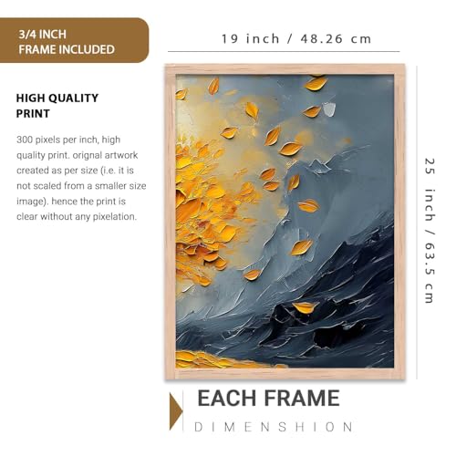 Image of kotart Mountain View Framed Painting | Big Aesthetic Nature Inspired Framed Paintings for Living Room Bedroom Wall Decor Set Of 3 (19X25 inch)