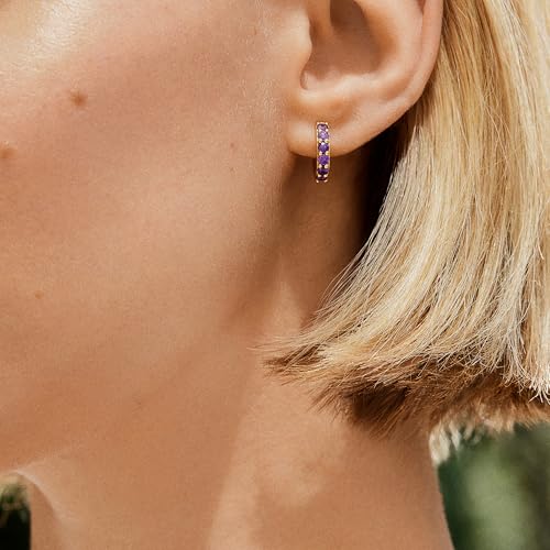 18K Gold-Plated Sterling Silver Birthstone Huggie Earrings2