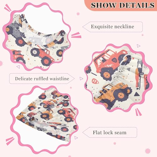 KLL Hand Drawn Truck Car Pattern Baby Girls Tank Dress Cute Sundress Summer Clothes O Neck3