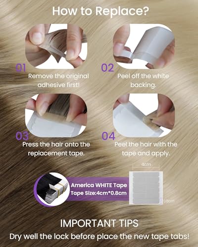 Image of LaaVoo Human Hair Tape in Extensions Balayage Light Brown for Fine Hair | Light Brown Ombre Platinum Blonde, Tape in Hair Extension Human Hair, Silky, Wedding Trial Hairstyle Helper, 16Inch 20Pcs 50G