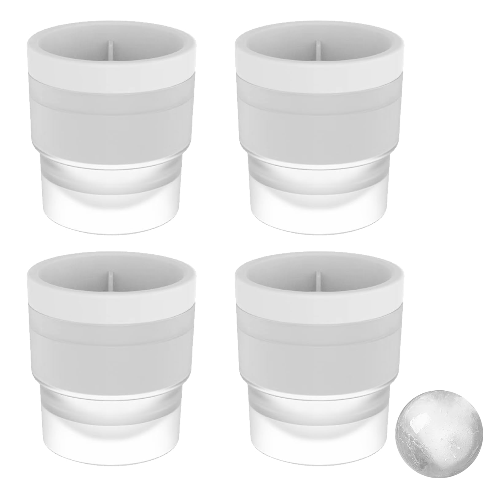 4 Pcs Ice Ball Mould,Round Ice Cube Moulds,Reusable Silicone Ball Maker for Kids with Candy Pudding Jelly Milk Juice Chocolate Moulds Or Cocktails Whiskey,Easy Release and Stackable Design