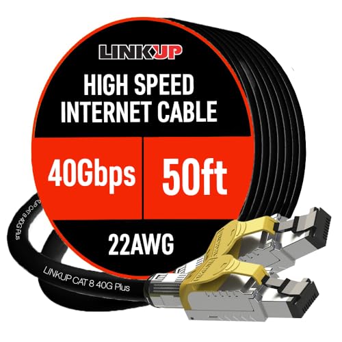 Image of LINKUP Cat 8 Ethernet Cable | Long Internet Cord | High Speed LAN Connection | RJ45 connectors | Use with Cat 5 / Cat 6 / Cat 7 | Optimal for Gaming