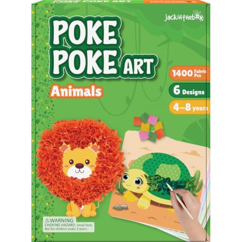 jackinthebox Poke Art Animals Crafts Kits for Kids Boys & Girls Ages 4-8