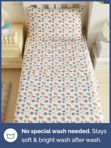 Image of Kids Twin Size Safari Bed Sheets - 3 Piece Kids Safari Sheet Set - Wild Animal Bedding - Ultra-Soft, Cute & Cozy - Breathable & Machine Washable - Adventure Bed Set for Boys, Girls, Teens & Toddlers