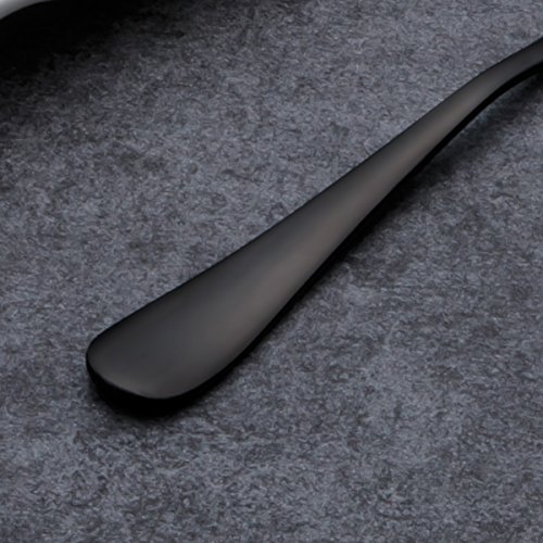 HOMQUEN cucharadas de café Negro, cucharas de Acero Inoxidable, Cuchara de Helado, cucharas pequeñas para Postre, Juego… - Imagen 6