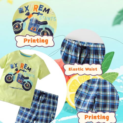 Image of Boy Shorts Sets Dinosaur Animal Print Shirt Summer Outfits Set 2pcs Casual Clothes