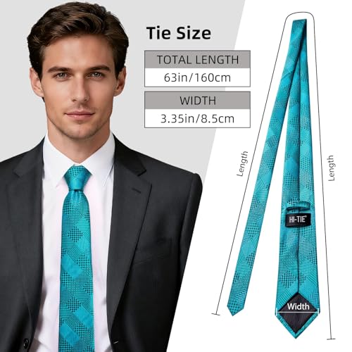 Image of Hi-Tie 63 inches Striped Paisley Extra Long Ties for Men Silk Necktie with Lapel Pin Tie Clip Big and Tall Men Formal Wedding