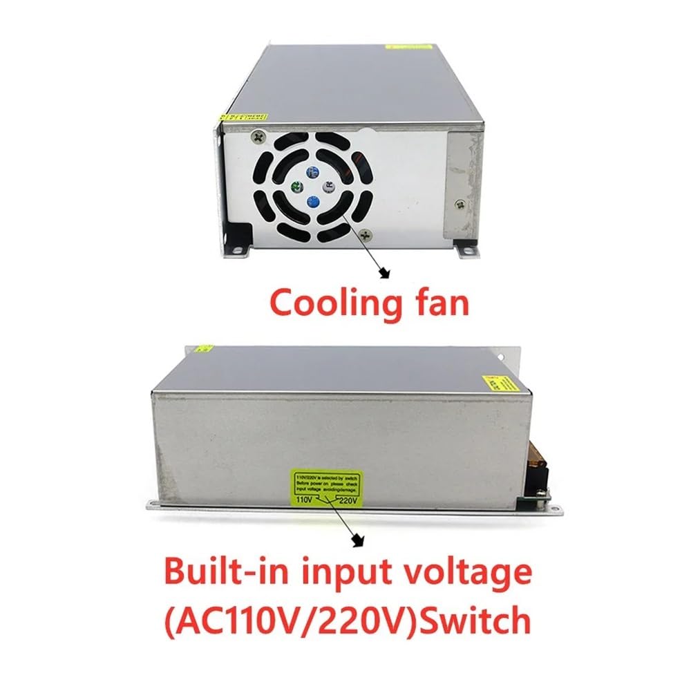 Fuente de alimentación conmutada 1200 W/1000 W/800 W, Ajustable, CC 12 V, 24, 36, 48, 60, 72, CA 110 V-220, SMPS for Tiras LED(1000W,12V)