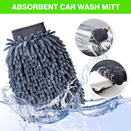 62'' Car Wash Brush With Long Handle Car Wash Mop Mitt Chenille Car Cleaning Kits Windshield Window Squeegee Car Duster Microfiber Towel Gloves For Cars Rv Suv Truck 11Pcs #TOP5