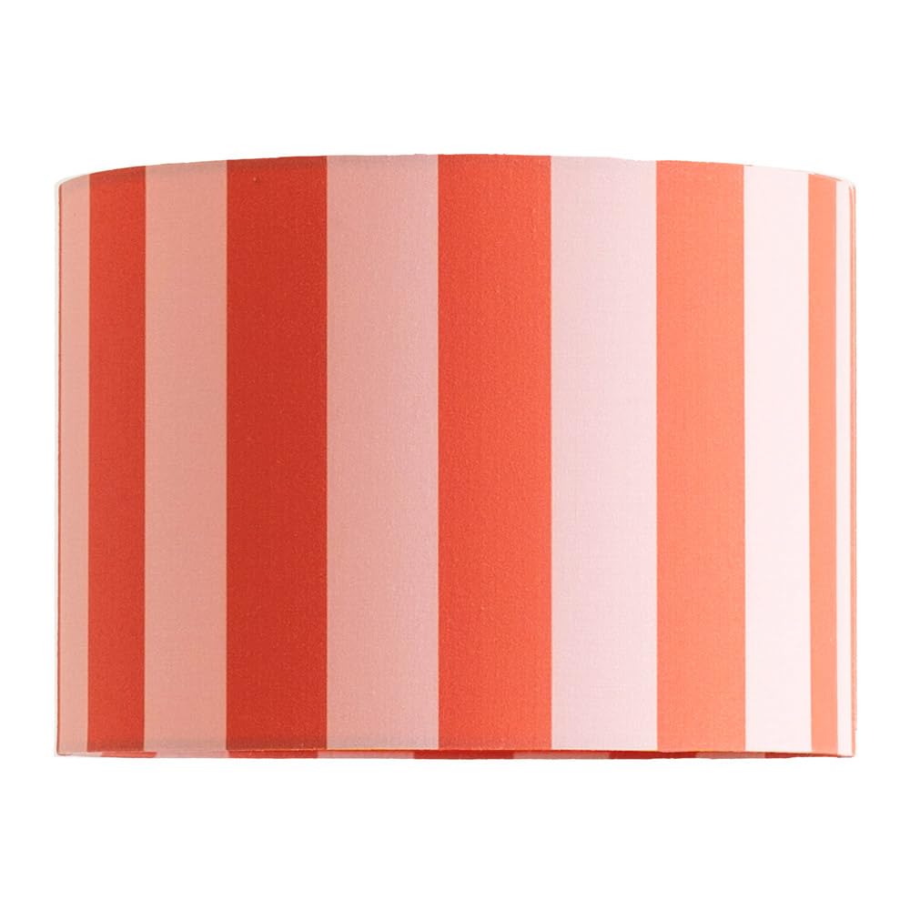 Lamp Shade - Callie - Orange Pink Stripe Fabric Drum - Large - ValueLights