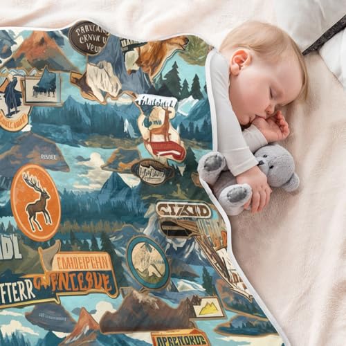 Image of Baby Swaddle Blanket for Boys Girls Soft Warm Stroller Throw Blanket for Newborn Infant Toddler 30X40in Outdoor Recreation Vintage