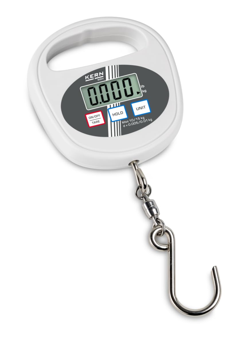 KERN MBH 15K-3 - Bilancia sospesa per neonati e ostetriche, leggibilità [d]: 5 g | 10 g, campo di pesatura [max]: 10 kg | 15 kg, pesatura silenziosa nel panno, struttura mobile e due aree di pesatura