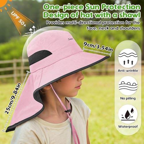 Sukeen Kids Sun Hats with Neck Flap for Girls Boys,Lightweight Kids Beach Hat Quick-Drying Fishing Hat for Outdoors2