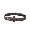 Fossil-Mens-Casual-Stainless-Steel-and-Genuine-Leather-Braided-Bracelet Fossil Men's Braided Leather Bracelet, Color: Black/Brown (Model: JA5932716)