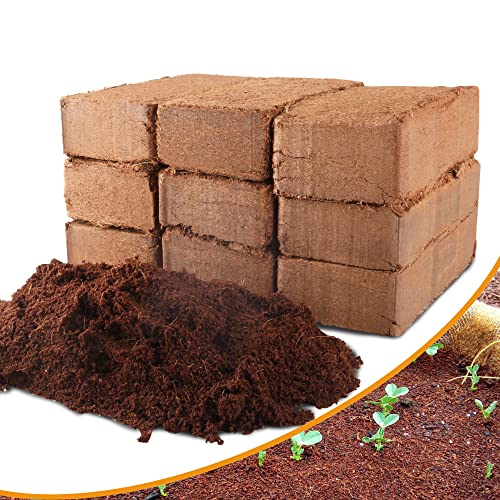 9-Pack Premium Organic Coco Coir Bricks for Plants - Low