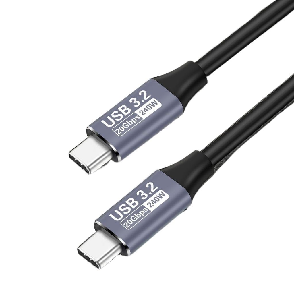 Cable USB 3.2 de 20 Gbps, 48 V, 5 A, 240 W, USB C a tipo C 3.2 Gen2, cable de transferencia de datos, 4K, 60 Hz, QC 3.0, carga rápida (1,5 m)