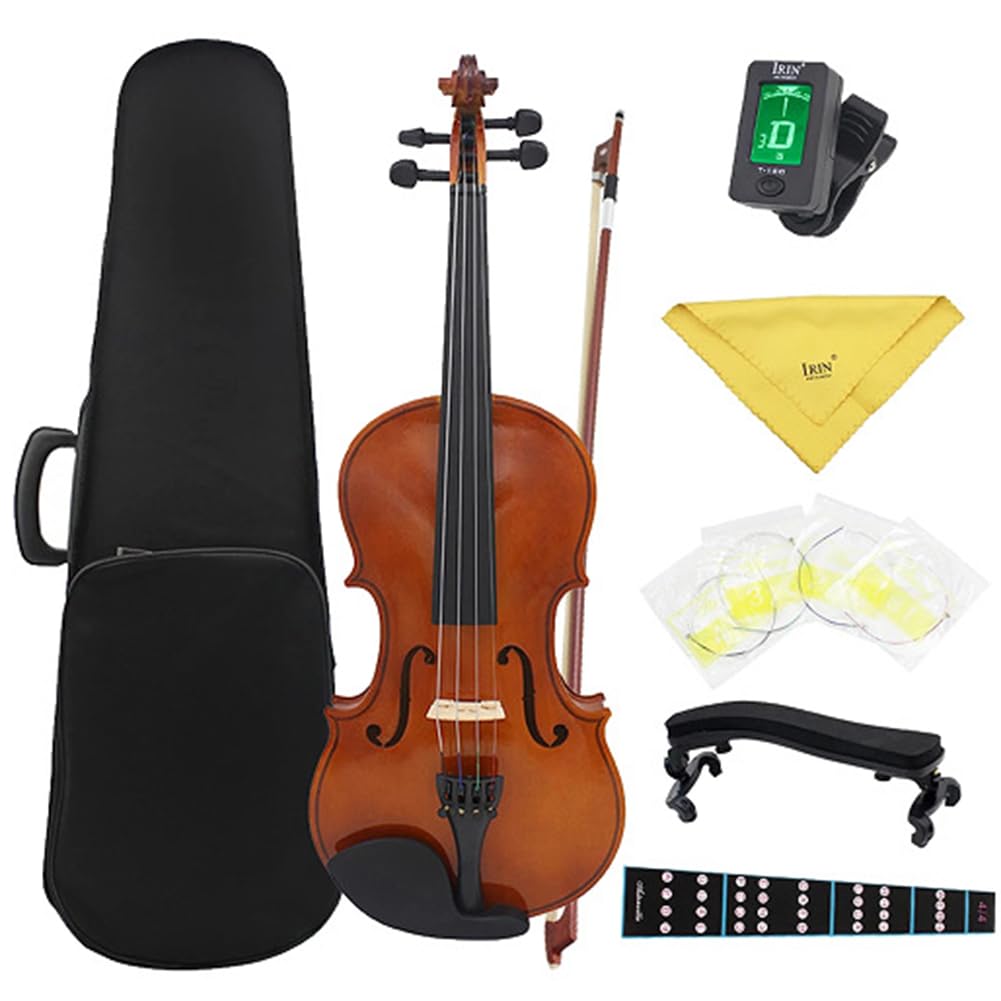 Violino 4/4 Kit a grandezza naturale con custodia Corde extra Accordatore for colofonia Set di violini for violino for studenti principianti adulti