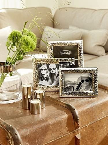 EDZARD 2er Set Fotorahmen Bilderrahmen Gubbio für Foto 13 x 18 cm, edel versilbert, anlaufgeschützt, mit Samtrücken, mit 2 Aufhängern, Fotorahmen zum Stellen und Hängen – Bild 6