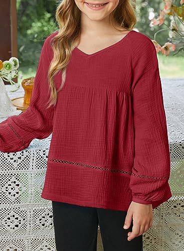 blibean Girls Elegant Boho Long Sleeve Blouse Size 4-13 Years Old2