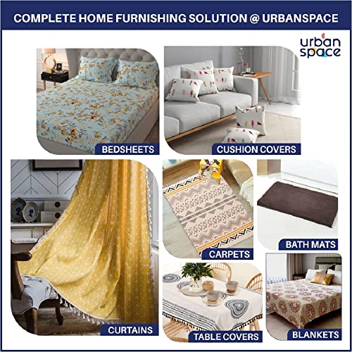 Image of Urban Space Blackout Curtains for Living Room, Gold Foil Printed Luxurious 100% Blackout Curtains, Eyelet with Tieback Curtains for Home Decor, 1 Piece Pack (Hexagon, Beige Long Door 8ft x 4ft)