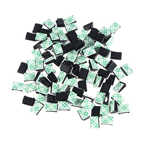 Gadpiparty 100pcs Clips Adhesivos para Cable Sujetadores de Cable Clips de Cuerda Abrazaderas Fijas Organizador para Gestión Bajo Escritorio miniatura 1