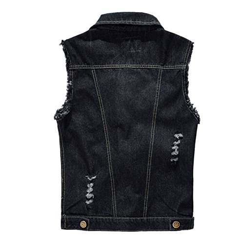 semen Heren mouwloos gescheurde jeans vest fit casual cowboy denim jas vest slim fit casual vest jeansvest - Image 3