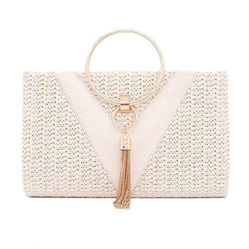 Pochette de cérémonie haut de gamme en satin beige et cristaux pour mariage chic