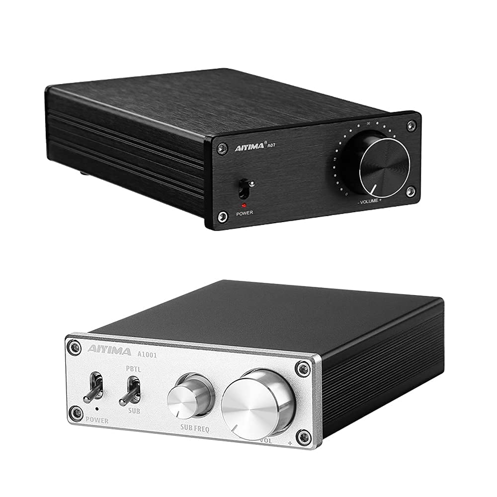 AIYIMA A1001 Subwoofer Amplifier 100W Mono Amp and A07 Power Amplifier 300W+300W 2 Channel Amp Recei