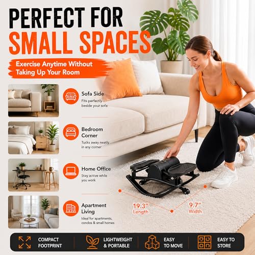 Image of Lhanel Rock Stepper for Home Workout, Low-Impact Side Stepper with Resistance Bands, Side-to-Side Mini Stepper for Cardio, Weight Loss & Full Body Exercise