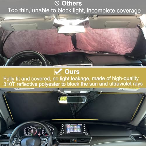 Image of PIMCAR Windshield Sun Shade for 2023 2024 2025 2026 Honda Accord, 310T Reflective Polyester Front Window Sun Visor Blocks UV Rays Foldable Sunshade Honda Accord Accessories